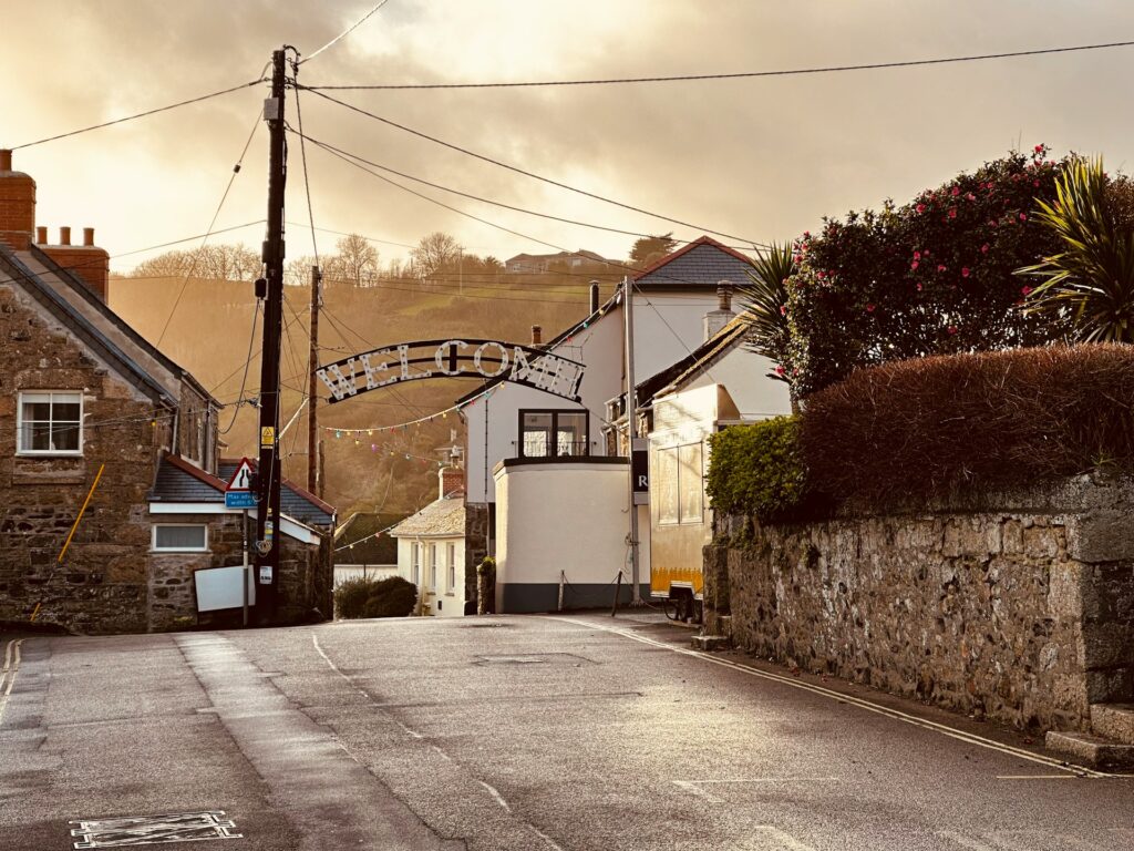 what's on in Cornwall this September - welcome sign into Cornish town